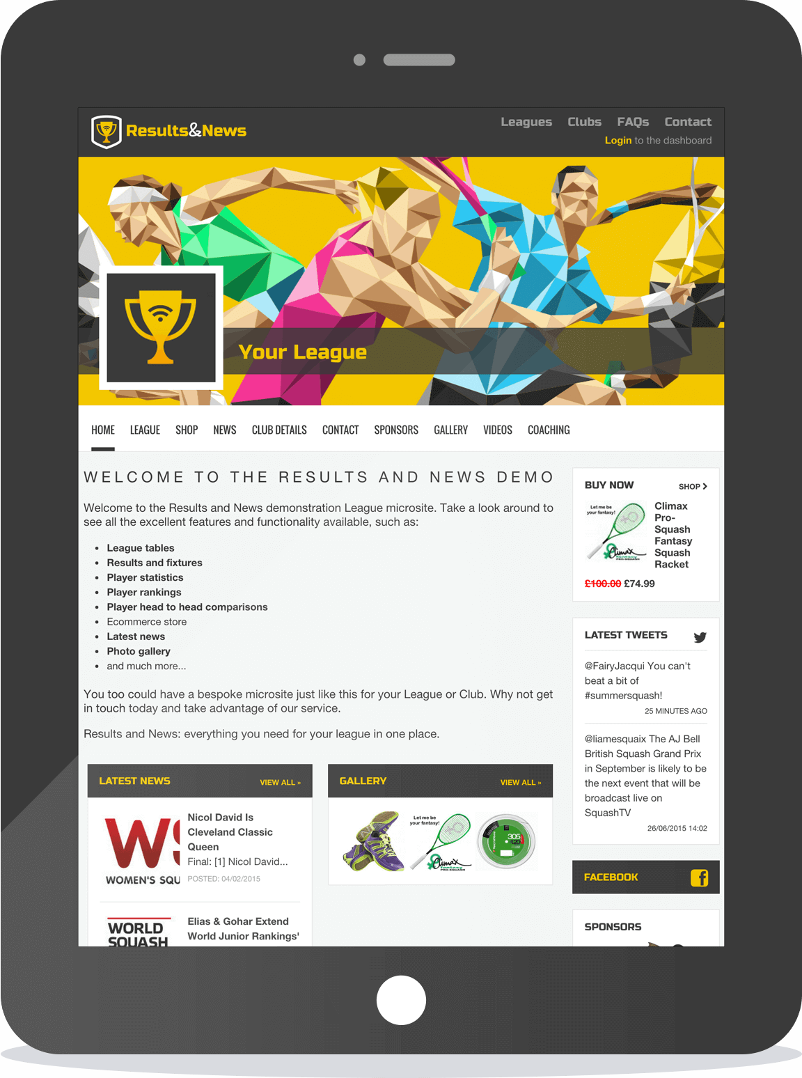 Build bespoke microsites for your league